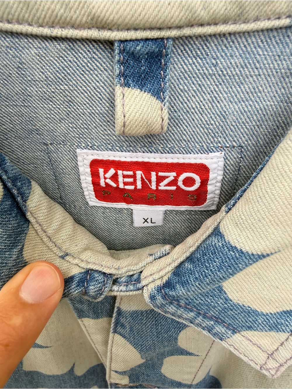 Kenzo Blue and Cream Floral Patchwork Button-Down Shirt Jacket - Picture 3 of 11